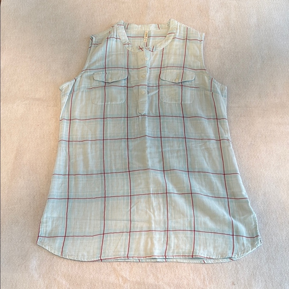 Mountain Khakis Sleeveless Plaid Button-Up Top